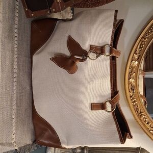 Coldwater Creek Brown and Cream Canvas Tote